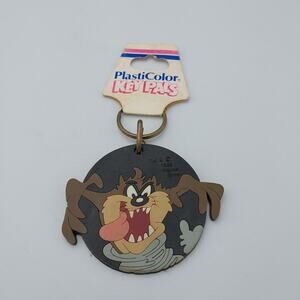 Vintage Tasmanian Devil Taz Soft Plastic Key Chain 1995 Looney Tunes Clip‎ Ring